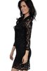 Gekerbter Ausschnitt 3 /4 länge Ärmeln normale Taille Spitze mini Cocktailkleid mit Bordüre - 2