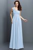 Robe demoiselle d'honneur plissage longue jusqu'au sol de col en v avec chiffon - 18