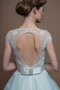 Moderno Vestido de Novia de Apliques de Joya de Botón de Escote redondo - 4