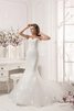 Robe de mariée festonné de traîne moyenne d'epaule ecrite decoration en fleur de sirène - 3