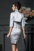 Robe mère de mariée courte naturel equipé de jacket manche nulle fermeutre eclair - 2