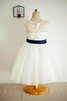 A Linie Prinzessin Knöchellanges Blumenmädchenkleid ohne Ärmeln mit Bordüre - 2