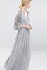 Chiffon A-Linie bodenlanges Brautjungfernkleid mit halben Ärmeln mit Bordüre - 4