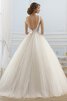 Robe de mariée simple textile en tulle col en reine avec perle avec ruban - 2