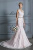 Abito da sposa senza maniche a sala appariscente in pizzo cerniera pudica - 1