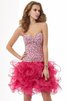 Natürliche Taile Organza Kurzes Abiballkleid mit Perlen ohne Ärmeln - 1