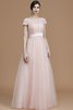 Vestido de Dama de Honor de Corte princesa de Corte-A de Manga corta - 4