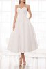 Satin Verlockend Ärmelloses A-Line Wadenlanges Brautkleid - 1