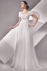 Robe de mariée appliques avec chiffon au bord de la mer col u profond avec perle - 1