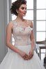 Tüll Schaufel-Ausschnitt Duchesse-Linie bodenlanges Brautkleid mit Applike - 2