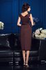 Ärmelloses Satin Knielanges Wadenlanges Brautmutterkleid mit Reißverschluss - 2