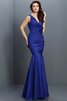 Vestido de Dama de Honor en Tafetán de Flores de Escote en V de Largo - 25