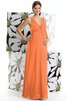 Robe demoiselle d'honneur long de col en v manche nulle en chiffon - 1