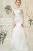 Robe de mariée festonné classique longueur au ras du sol encolure ronde ceinture - 1
