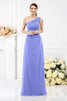 Robe demoiselle d'honneur longue en satin collant d'épaule asymétrique avec zip - 14