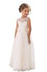 Robe de cortège enfant naturel de princesse jusqu'au sol en tulle a-ligne - 1