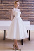 Abito da sposa cerniera in raso lupetto pudica sotto ginocchio splendido - 2