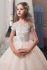 Robe de cortège enfant naturel v encolure de mode de bal avec fleurs en tulle - 3