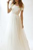 Robe de mariée intemporel modeste décontracté textile en tulle avec manche courte - 1