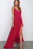 Abito da Damigella con Increspato Tubino sexy in Chiffon Profondo V-scollo Semplice - 11