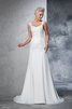 Robe de mariée intemporel longue grandes bretelles en chiffon avec perle - 1