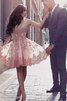 A Linie Prinzessin Tüll Schaufel-Ausschnitt Abiballkleid ohne Ärmeln - 1