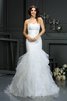 Robe de mariée longue naturel en organza avec perle de traîne moyenne - 1