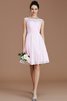 Robe demoiselle d'honneur naturel courte de princesse en chiffon col en bateau - 6