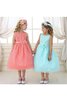 Robe de cortège enfant avec ruban avec fleurs longueur mollet manche nulle encolure ronde - 5