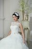 Robe de mariée naturel facile elevé a-ligne avec fleurs - 4
