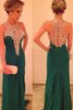 Enges Perlenbesetztes Sweep Zug Chiffon Ballkleid mit Natürlicher Taille - 1