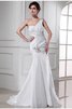 Robe de mariée longue de sirène en satin cordon avec perle - 1