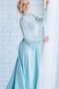 Abito da Damigella tradizionale in Chiffon con Maniche Lunghe A-Line Lupetto con Piega - 2
