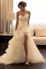 Herz-Ausschnitt Normale Taille Duchesse-Linie Brautkleid mit Perlen ohne Ärmeln - 1