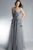 Robe de bal appliques avec manche courte ligne a en tulle col ras du cou - 1
