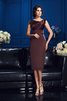 Ärmelloses Satin Knielanges Wadenlanges Brautmutterkleid mit Reißverschluss - 3