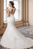 Vestido de Novia de Encaje Adorno de Hasta el suelo de Espalda con ojo de cerradura - 2