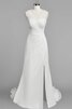 Abito da Sposa in pizzo Bordo Ondulato A Terra Senza Maniche moda con Increspato - 1