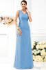 Empire Taille Enganliegendes Ärmelloses Brautjungfernkleid mit Drapierung aus Chiffon - 3