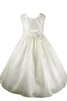 Robe de cortège enfant col u profond manche nulle avec fleurs ligne a - 1