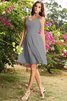 Robe demoiselle d'honneur naturel ruché de princesse bretelles spaghetti en chiffon - 26