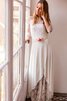 Abito da Sposa in pizzo in Pizzo Vintage con Piega Profondo V-scollo Spazzola Treno - 3
