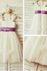 Ärmelloses Empire Taille Spaghetti Träger Bodenlanges Blumenmädchenkleid mit Rüschen - 1