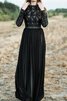 Abito da Damigella con Maniche Lunghe con Seghettato A-Line in pizzo in Pizzo in Chiffon - 3