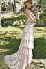 Vestido de Novia de Corte-A de Encaje Adorno de Cola Barriba de Escalonado de Sin mangas - 4