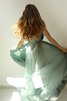Sweep train plissiertes Bateau Chiffon informelles langes Brautjungfernkleid - 2