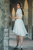 Kurze Ärmeln Glamourös Kurzes Brautkleid mit Bordüre mit Juwel Ausschnitt - 1