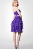 Chiffon Ärmelloses mini informelles bescheidenes Brautjungfernkleid mit Rüschen - 3