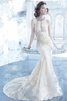 Robe de mariée naturel avec sans manches dénudé de traîne moyenne collant - 1