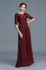 Abito mamma Sposa A-Line Principessa con Mezze Maniche A Terra in Chiffon - 5